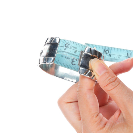 6.5" 50's-60's Navajo Bisbee Turquoise sterling silver wide band cuff bracelet