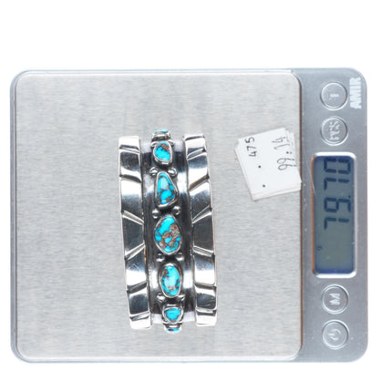 6.5" 50's-60's Navajo Bisbee Turquoise sterling silver wide band cuff bracelet