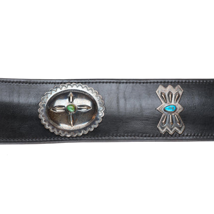 1940's Navajo turquoise/sterling silver butterfly concho belt mustache buckle