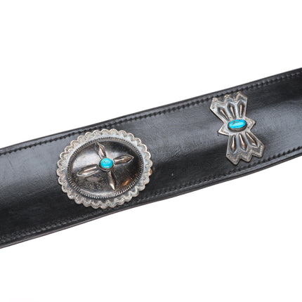 1940's Navajo turquoise/sterling silver butterfly concho belt mustache buckle