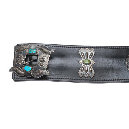 1940's Navajo turquoise/sterling silver butterfly concho belt mustache buckle