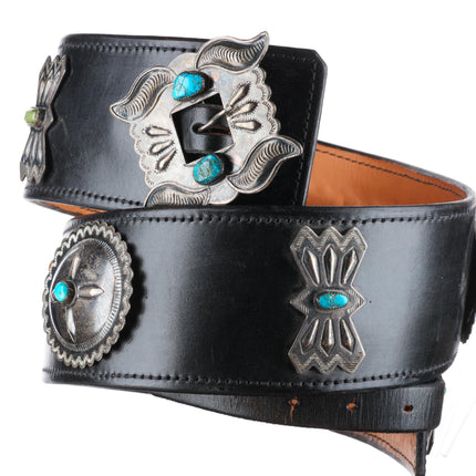 1940's Navajo turquoise/sterling silver butterfly concho belt mustache buckle
