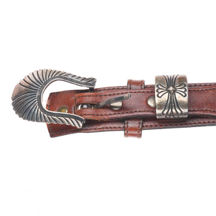 Allison Snowhawk Lee Navajo sterling silver 3/4" ranger belt buckle set on 30"