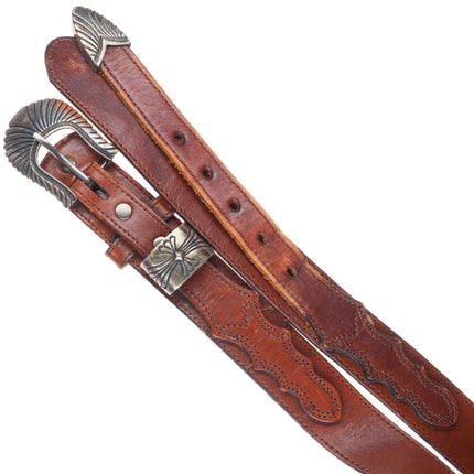 Allison Snowhawk Lee Navajo sterling silver 3/4" ranger belt buckle set on 30"