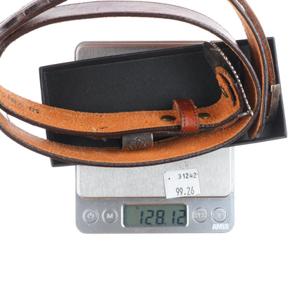 Allison Snowhawk Lee Navajo sterling silver 3/4" ranger belt buckle set on 30"