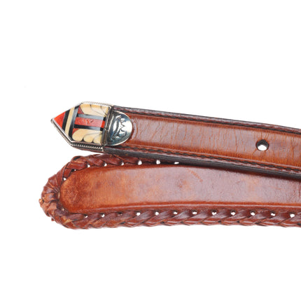 Stanford & Diane Cooche Zuni inlay sterling silver 3/4" ranger belt buckle set