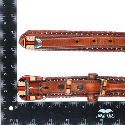 Stanford & Diane Cooche Zuni inlay sterling silver 3/4" ranger belt buckle set