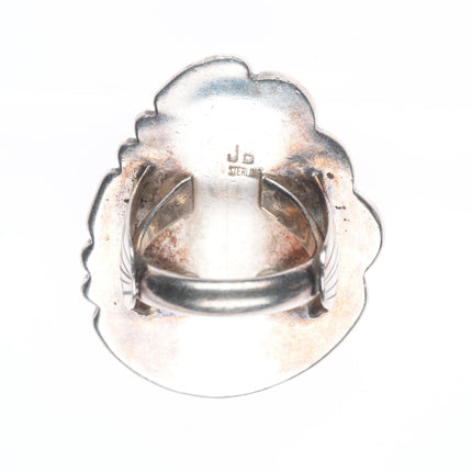 sz7.25 Vintage JD Navajo sterling silver large spiderweb turquoise ring