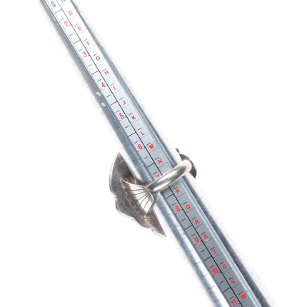 sz7.25 Vintage JD Navajo sterling silver large spiderweb turquoise ring