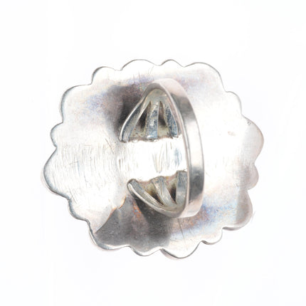 sz8.5 big c1940's Vintage Navajo or Zuni sterling silver turquoise cluster ring