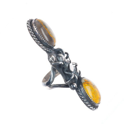 sz6 Marcus Chavez Navajo figural Bumblebee sterling silver jasper ring