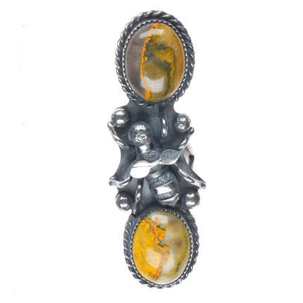 sz6 Marcus Chavez Navajo figural Bumblebee sterling silver jasper ring