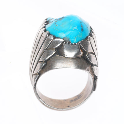 sz11.75 Heavy Navajo sterling silver vintage turquoise men's ring