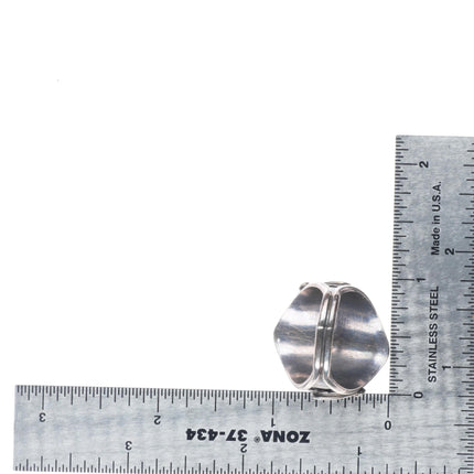 sz10.5 70's-80's Vintage Navajo sterling silver feather design turquoise ring