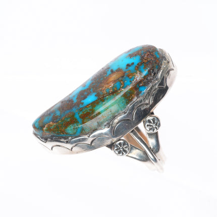 sz8 Vintage Navajo sterling silver high grade chocolate matrix turquoise ring