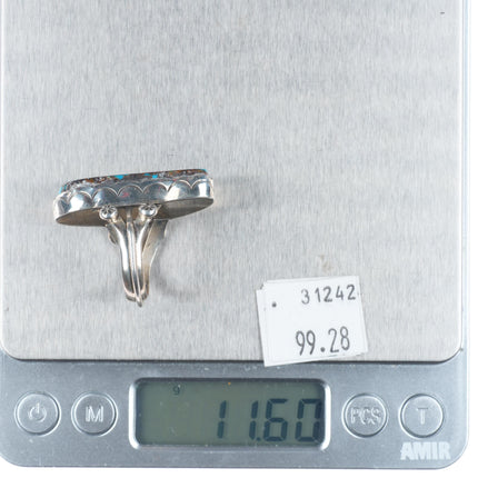 sz8 Vintage Navajo sterling silver high grade chocolate matrix turquoise ring