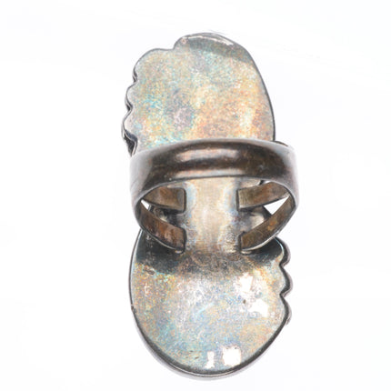 sz8 Vintage Navajo sterling silver high grade two stone turquoise ring