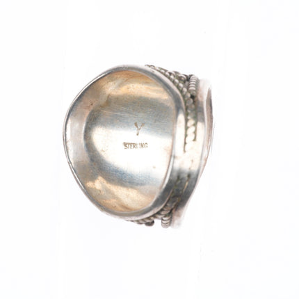 sz11.5 Y Vintage Navajo sterling silver Kingman turquoise 1980's feather ring