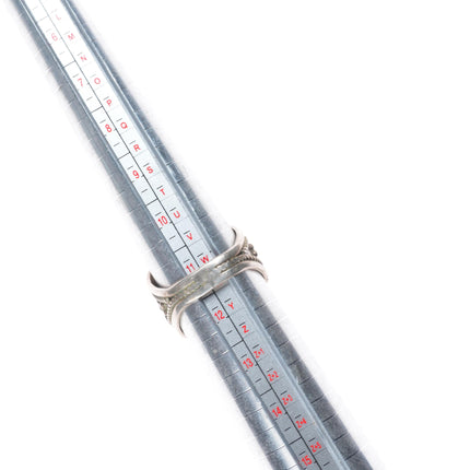 sz11.5 Y Vintage Navajo sterling silver Kingman turquoise 1980's feather ring