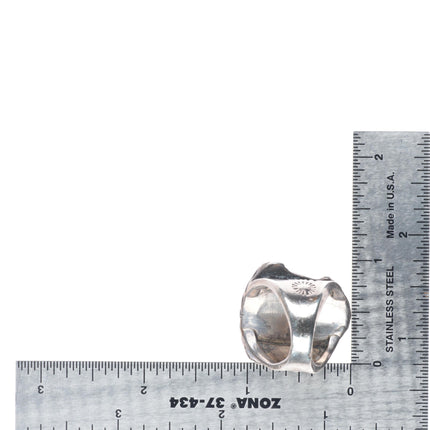 sz7.5 Big vintage Zuni carved turquoise sterling silver ring c1950's