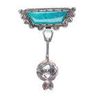 40's-50's Art Lewis Choctaw sterling silver turquoise pin/brooch stamped dangly