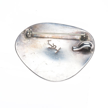 Native American Lone Mountain turquoise modernist sterling silver pendant/pin