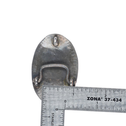 c1950's Small vintage Zuni sterling silver turquoise nugget cluster belt buckle