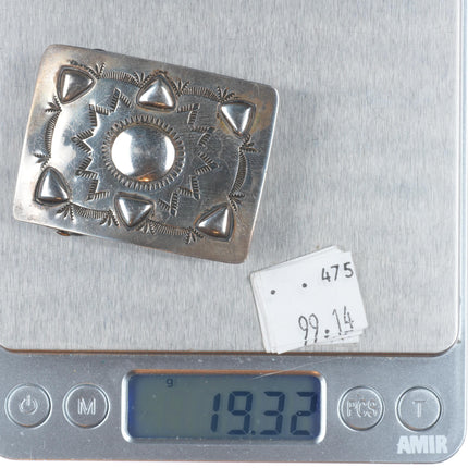 Vintage Small vintage Navajo sterling silver stamped belt buckle