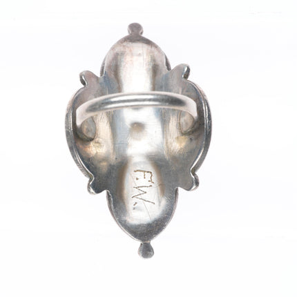 sz7 Vintage Zuni sterling silver green turquoise snake eye ring