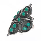 sz7 Vintage Zuni sterling silver green turquoise snake eye ring