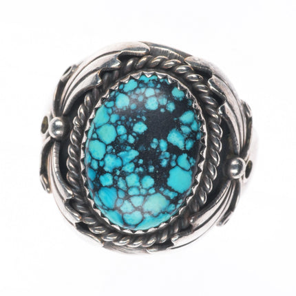 sz11.25 Vintage M Spencer Navajo sterling silver spiderweb turquoise men's ring