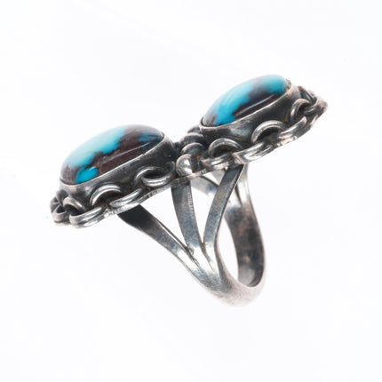 sz7.5 Bisbee Turquoise 1950's Vintage Navajo sterling silver ring