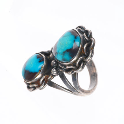 sz7.5 Bisbee Turquoise 1950's Vintage Navajo sterling silver ring