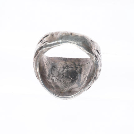 sz9 High grade spiderweb turquoise vintage Navajo sterling silver ring