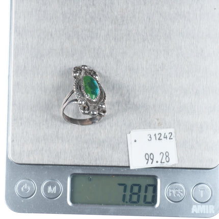 sz7.75 Vintage Navajo sterling silver blue/green mix turquoise ring