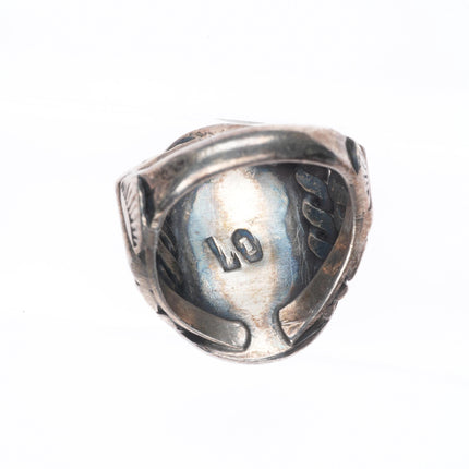 sz10.2 Lloyd Oliver Navajo code talker high grade turquoise sterling silver ring