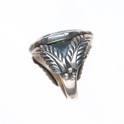 sz9.5 Navajo Tim Kee Whitman Vintage high grade turquoise sterling silver ring