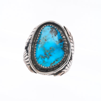 sz9.5 Navajo Tim Kee Whitman Vintage high grade turquoise sterling silver ring