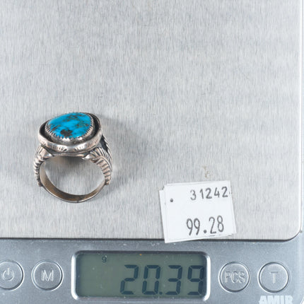 sz9.5 Navajo Tim Kee Whitman Vintage high grade turquoise sterling silver ring