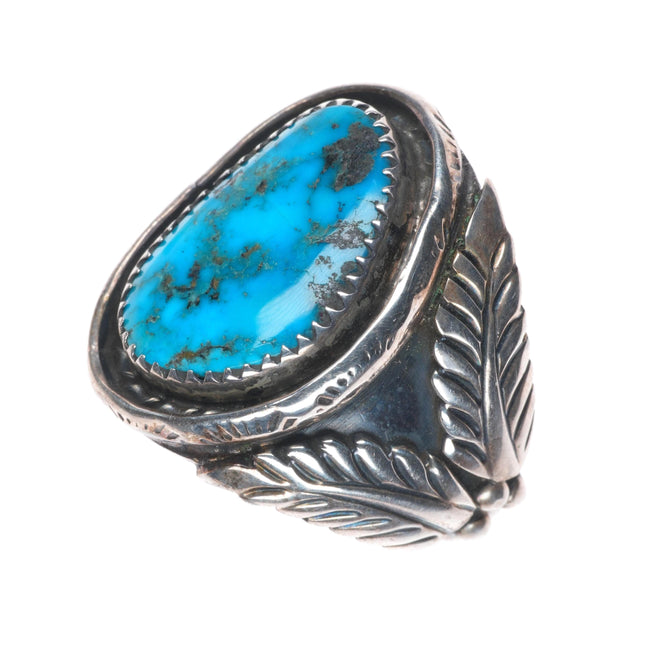 sz9.5 Navajo Tim Kee Whitman Vintage high grade turquoise sterling silver ring