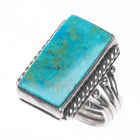 sz7 Orville Tsinne Navajo sterling silver ring rope edge with nice turquoise