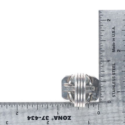 sz7 Orville Tsinne Navajo sterling silver ring rope edge with nice turquoise