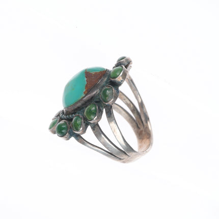 sz4.75 30's-40's Vintage Navajo sterling silver snake eye turquoise border ring