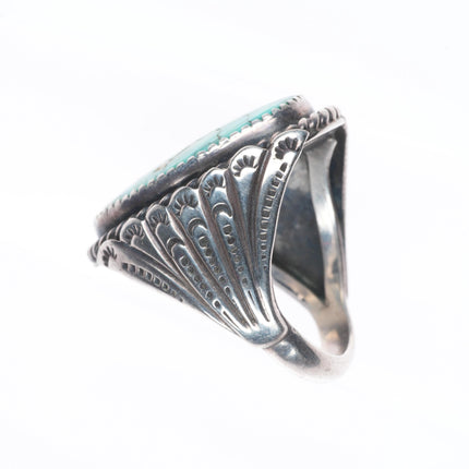 sz9.5 Vintage Native American LT Sterling men's ring with nice turquoise