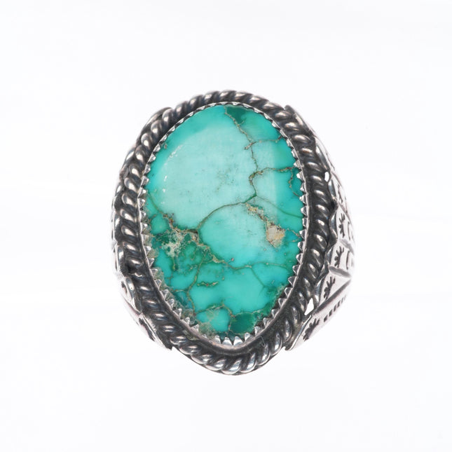 sz9.5 Vintage Native American LT sterling men's ring with nice turquoise