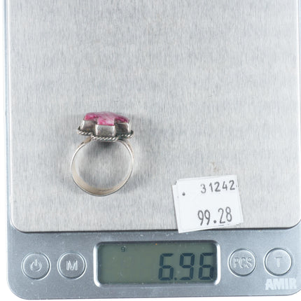 sz9 Gary G Navajo adjustable sterling silver spiny oyster cross ring