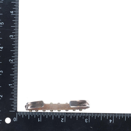 6.6" c1950's Zuni sterling silver carved turquoise row cuff bracelet