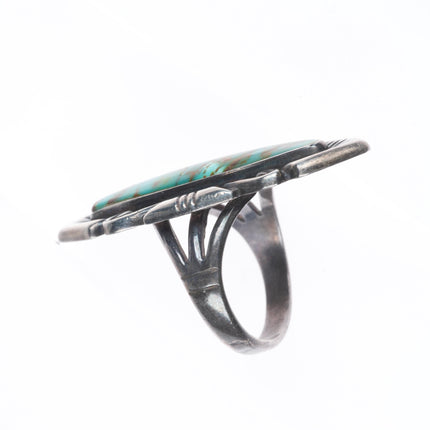 sz7 Vintage Bell Trading post long high grade turquoise sterling silver ring