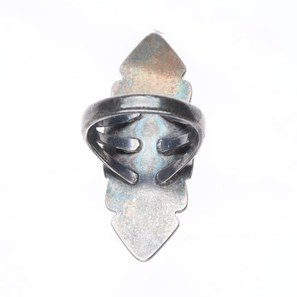 sz7 Vintage Bell Trading post long high grade turquoise sterling silver ring