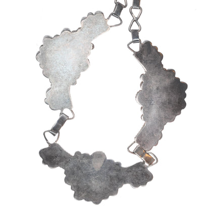 Vintage 40's-50's Zuni sterling silver turquoise petit point cluster necklace